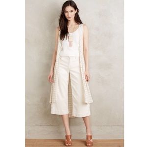 Anthropologie Postmark Cream Button Vest Dress